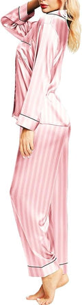 SIHA Satin Silk Pajamas for Women Pajama Set With Long Sleeve Button-Down Satin Pajamas Sleepwear XS-3XL
