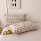 Nayoroom Brown Gingham Duvet Cover Queen Size Tan White Plaid Checkered Duvet Cover Grid Dorm Bedding Set 3 Pieces Soft Lightweight Washed Microfiber Farmhouse Bedding with Pillowcases
