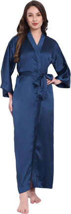Silk Robes for Women Ankle Length Satin Kimono Robes with Belt Bridemaids Sleepwear Bachelorette Nightgown