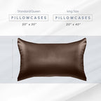 Elegant Comfort 4-PACK Chocolate Brown Satin Pillowcase Set with Hidden Zipper closure, Silky Smooth for Hair and Skin Care-Beautiful Gift Box-4-Piece Satin Pillowcases, Standard/Queen