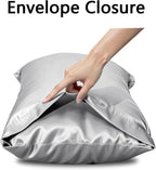 Vielit Satin Body Pillow Pillowcase 1pc,Silky Body Pillow Cover Similar to Silk Pillow Cases Soft Body Pillow Case 20x54 & Envelope Closure,Gift for Women Men Grey & 1 Satin Scunchie