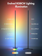 OIYN Corner Floor Lamp, RGBICW LED Corner Lamp with 1300lm Smart Modern Floor Lamp,App & Remote Control,Music Sync,Color Changing Standing Lamp for Bedroom Living Room and Gaming Rooms