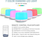 Aromatherapy Diffuser for Essential Oil, 300ml Cool Mist Humidifier with Remote Control, Aroma Diffusers for Home with Waterless Safety Switch & 14 LED Colors White Wood Base