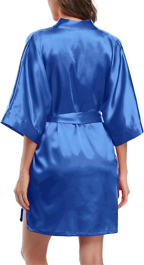 Giova Women's Satin Robe Bride & Bridesmaid Wedding Party Bathrobe Short Kimono Gown