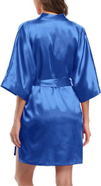 Giova Women's Satin Robe Bride & Bridesmaid Wedding Party Bathrobe Short Kimono Gown