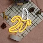GUOCHENG Banana Neon Light Sign LED Neon Table Night Lights Battery&USB Power Creative Lamps for Home Nursery Bedroom, Banana Decoration Gift for Kids