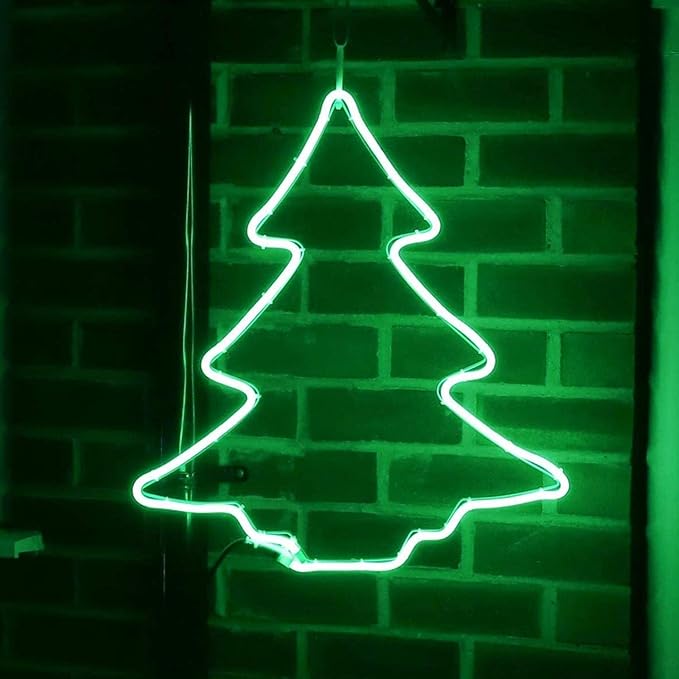 JIGUOOR EL Wire Battery Pack 16.4ft / 5m Bright Neon Light Strip 360° Illumination Neon Tube Rope Lights for DIY, Festival, Party Decoration, Pub, Halloween, Chrismas (16.4ft / 5m, Green)