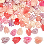 4 Colors 80Pcs 7x9mm Acrylic Flower Beads Artificial Flower Beads Bulk Loose Plastic Jasmine Coral Colorful Floral Spacer for Jewelry Making Findings Necklace Bracelet DIY Crafts Beginner