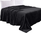 Elegant Comfort Luxury Velvety Feel Blanket, All-Season Lightweight Blanket, Ultra Plush, Soft, Cozy-Fuzzy Flannel Fleece for Couch, Sofa, Bed, Travel, Solid Design, King/California King, Black