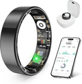 Smart Health Ring, Featuring Stress and Sleep Monitoring Functions, Compatible with iOS and Android,Waterproof Fitness Tracker for Women & Men, No Subscription Fee. (Black, 10)