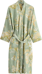 Womens Boho Floral Print Robe Lightweight Short Sleeve Bathrobe Soft Kimono Robes V-neck Loungewear with Pockets