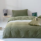 CLOTHKNOW Green White Queen Comforter Set 3Pcs Green Gradient Bedding Comforter Sets Soft Comforter with 2 x Pillow Cases