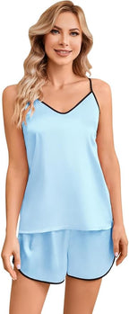 Girls & Women Silk Pajamas Set Satin Camisole Sleepwear 2 Piece Pjs, 3 Years - Women XXL
