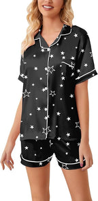 Girls & Womens Satin Pajamas Set, Silk Button-Down Sleepwear 2 Piece Nightwear, 3 Years - Women XXL