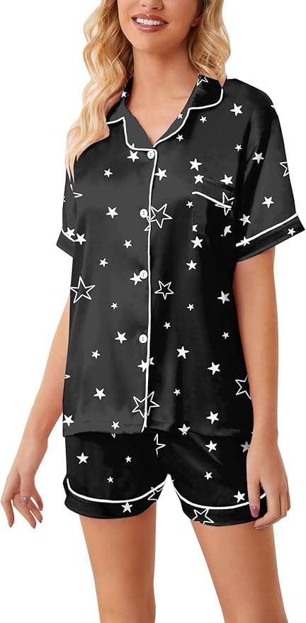 Girls & Womens Satin Pajamas Set, Silk Button-Down Sleepwear 2 Piece Nightwear, 3 Years - Women XXL