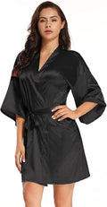 Women's Pure Short Satin Robes Bridesmaid and Bride Silky Robes Summer Sleepwear