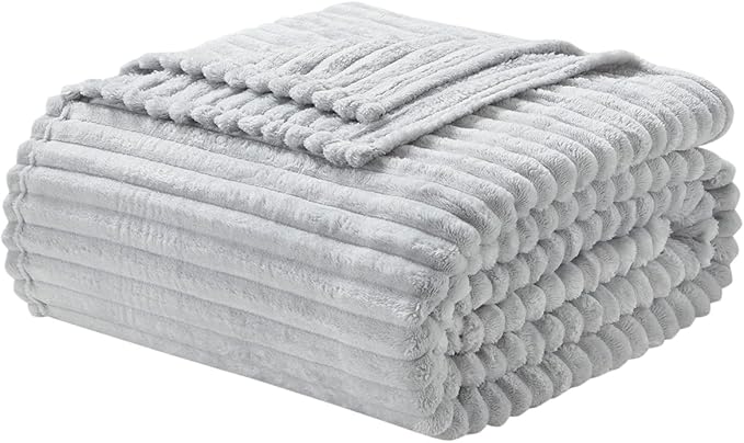 Nestl Light Grey Blanket King Size for Bed - Cozy Warm Fuzzy Blankets for Women, Plush Large Fleece Throws for Girls - Silver, 108 x 90 Inches
