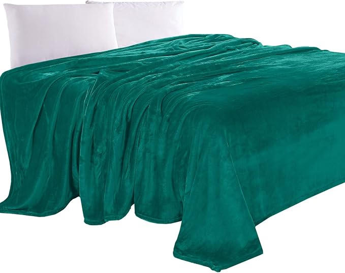 Elegant Comfort Luxury Velvety Feel Blanket, All-Season Lightweight Blanket, Ultra Plush, Soft, Cozy-Fuzzy Flannel Fleece for Couch, Sofa, Bed, Travel, Solid Design, Full/Queen, Teal