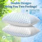 CloudBliss Cooling Bed Set of 2 Pillows for Sleeping, Shredded Memory Foam Pillows with Washable & Breathable Pillowcase, Adjustable Height Pillow for Side, Back and Stomach Sleepers, Queen Size
