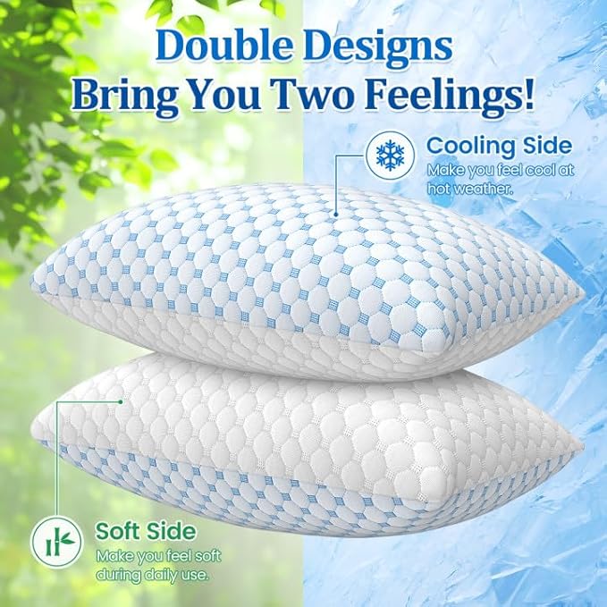 CloudBliss Shredded Memory Foam Pillow for Sleeping - Adjustable Cooling Pillow with Breathable Washable Cover, CertiPUR-US Certified, 1 Pack Queen Size for Side/Back/Stomach Sleepers