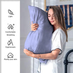 Silk Pillow Cases 2 Pack,Soft Breathable and Sliky Standard Size Pillow Cases Set of 2,Natural Mulberry Silk Pillowcase Set of 2 for Hair and Skin with Hidden Zipper (Grayish Blue,20"X 26",2pcs)