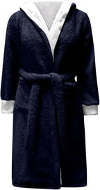Fuzzy Plush Bathrobe Women Fashion Hooded Thicken Fleece Lined Warm Comfy Long Robe Flannel Loungewear