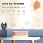 HOUSBAY Sound Machine with Alarm Clock for Bedrooms, Dual Speakers, 21 HiFi Sounds, 10W Wireless Charger, Unlimited Sound, Bluetooth, 10 Night Light, White Noise Machine for Sleeping, Pink