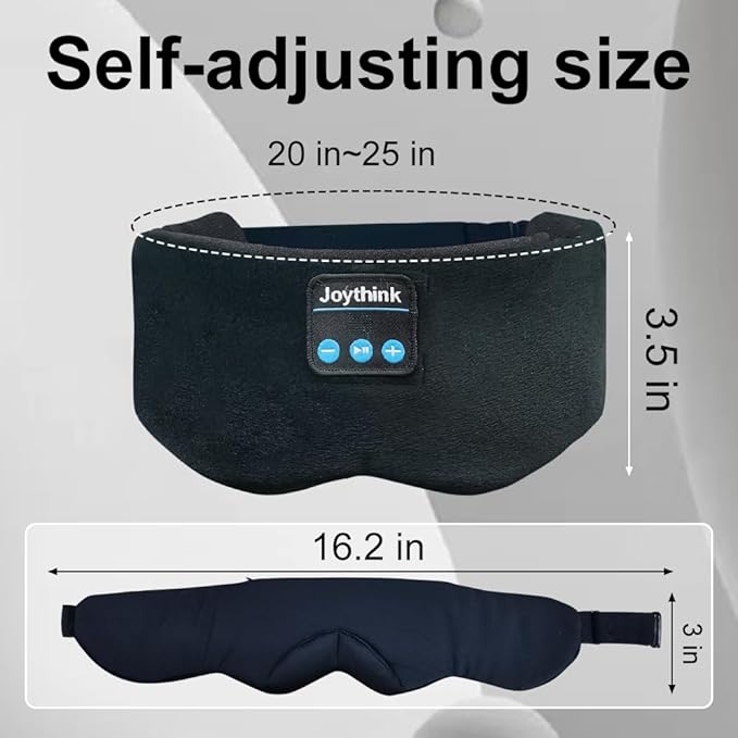 Joythink Weighted Eye Masks Bluetooth Sleep Mask Headphones Silk Wireless Bluetooth Headband for Side Sleepers Blackout for Airplane Travel Men Women Black