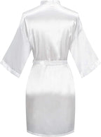 Women's Pure Color Satin Kimono Robe Short Bridesmaids Robe Dressing Gown