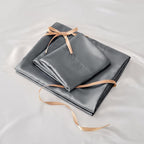 BEDELITE Satin Sheets Queen Size Bed Set, Luxury Soft Dark Grey Silky Sheets for Hair and Skin, Similar to Silk Bed Sheets Set 4 Pieces with 1 Deep Pocket Fitted Sheet, 1 Flat Sheet, and 2 Pillowcases