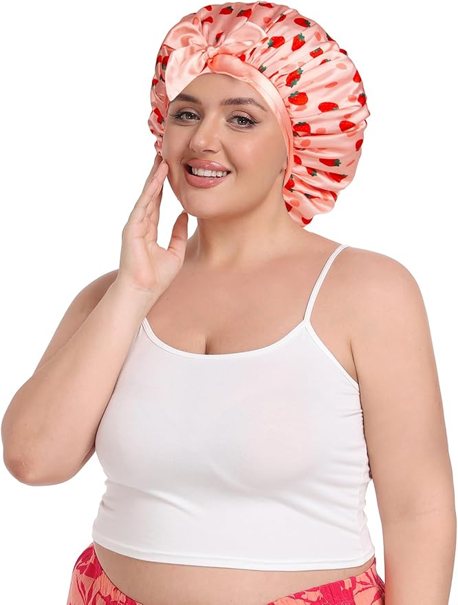 Double Layer Satin Bonnet with Detachable Eye Mask Night Cap for Curly Braids Hair Reduces Frizz Locks in Moisture
