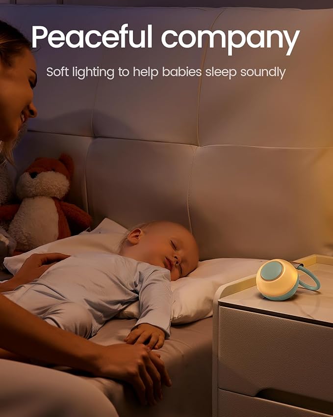 CHICWAY 2026 Mom's Choice Awards, Portable Sound Machine for Baby Adult, AI Cry Detection, 18 Soothing Sound, Bluetooth Rechargeable White Noise Machine for Home Office Travel, Nursery Light, Green