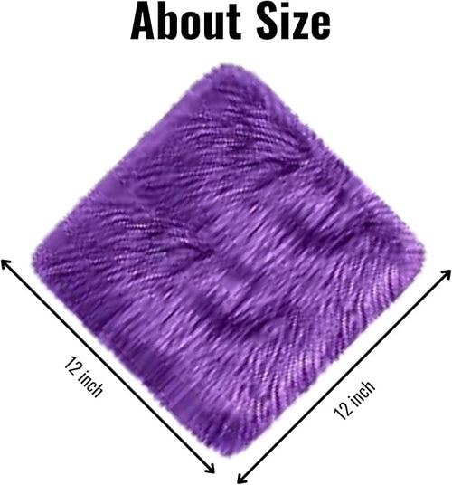 12inch Square Small Faux Fur Sheepskin Cushion Soft Plush Area Rug,Photo Background for Small Product Desktop Photography,Display and Decor,Jewelry,Nail Art,Locker Accessories (Purple)
