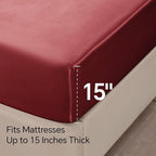 BEDELITE King Size Sheets Set, Luxury Soft Burgundy Satin Sheets for Hair and Skin, Similar to Silk Bed Sheets Set 4 Pieces with 1 Deep Pocket Fitted Sheet, 1 Flat Sheet, and 2 Pillowcases