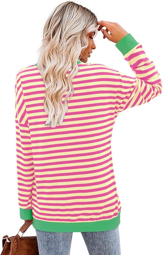Magritta Women's Long Sleeve Leopard Color Block Tunic Comfy Crewneck T Shirt Tops Black XL