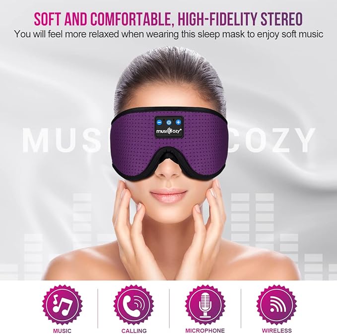MUSICOZY Bluetooth Sleep Headphones Eye Mask Set – 2-Pack Wireless Sleep Masks for Men and Women