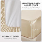 CozyLux Satin Sheets King Size Sheet Set - 4 Piece Silky King Sheets, Luxury Champagne King Bed Set with Smooth and Soft Microfiber, Includes 1 Fitted Sheet, 1 Flat Sheet and 2 Pillowcases
