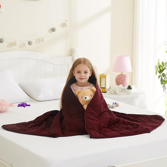 L'AGRATY Weighted Blanket - 36"x48" 3lbs Cooling Breathable Heavy Blankets Microfiber Material with Glass Beads for Adult All-Season Summer Fall Winter Soft Thick Comfort