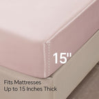 BEDELITE California King Sheets Set, Luxury Soft Pink Satin Sheets for Hair and Skin, Similar to Silk Bed Sheets Set 4 Pieces with 1 Deep Pocket Fitted Sheet, 1 Flat Sheet, and 2 Pillowcases