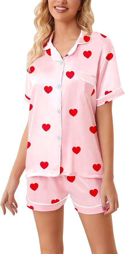 Girls & Womens Satin Pajamas Set, Silk Button-Down Sleepwear 2 Piece Nightwear, 3 Years - Women XXL