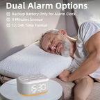 Small Digital Alarm Clock for Bedrooms Sound Machine with 30 Soothing Sound Plug in Desk Clock with Night Light Noise Machine Battery Backup 15 Wake up Sound Clock for Teen Kid Heavy Sleeper Snooze