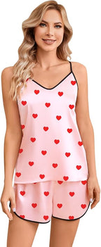 Girls & Women Silk Pajamas Set Satin Camisole Sleepwear 2 Piece Pjs, 3 Years - Women XXL