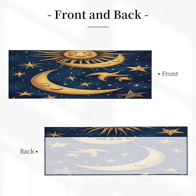 Whimsical Golden Sun, Moon, Stars Night Curtain Valance Peach Skin Velvet Printed Window Valance with Rod Pocket Light Filtering for Kitchen Bathroom 54x18in
