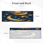 Whimsical Golden Sun, Moon, Stars Night Curtain Valance Peach Skin Velvet Printed Window Valance with Rod Pocket Light Filtering for Kitchen Bathroom 54x18in