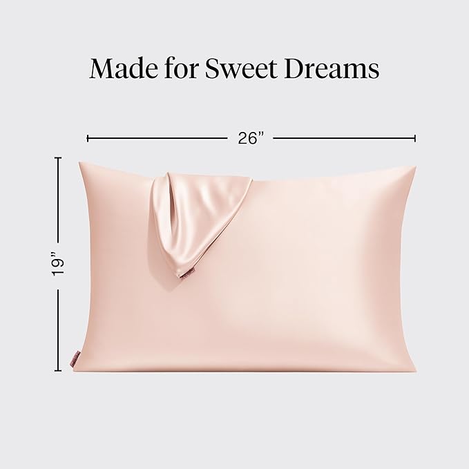 Kitsch Satin Pillowcase with Zipper for Hair & Skin - Softer Than Silk Pillow Cases, Smooth Cooling Satin Pillow Case, Wrinkle-Free, Machine Washable - Pillow Cases Standard Size 19x26 - Blush, 2pcs