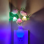 AUSAYE Color-Changing LED Night Light, 1Pack Plug in Dusk-to-Dawn,Home Décor Lamp Dream Nightlight Purple Rose Flower Mushroom Night Light for Kids Adults Bedroom,Bathroom,Stairs, Kitchen,Hallway