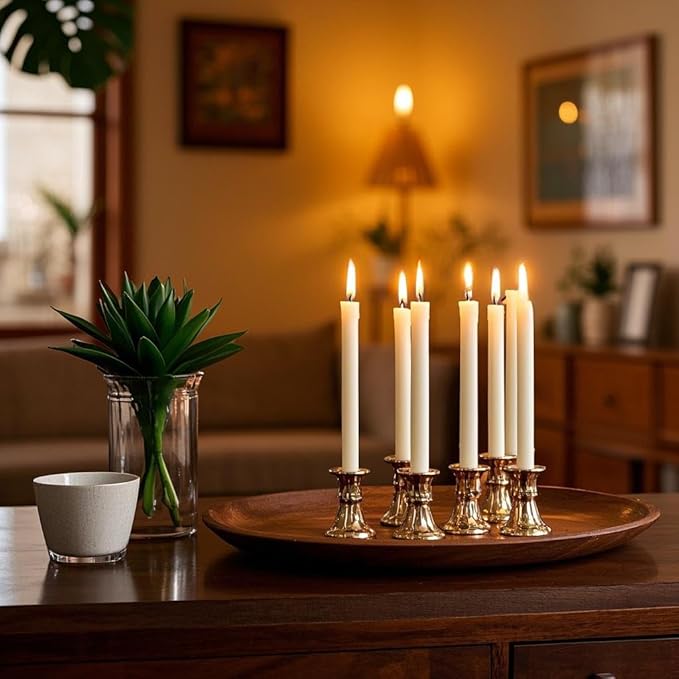 12-Pack Ivory Taper Candles, 10 Inch Unscented Dripless Candlesticks, Long-Lasting Burn Time of 7-8 Hours, Perfect for Home Décor, Weddings, and Events