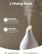 InnoGear Essential Oil Diffuser, 150ml Ceramic Diffuser Handcrafted Stone Aromatherapy Diffusers Ultrasonic Cool Mist Humidifier Vaporizer 2 Mist Modes Waterless for Home, White Vase-Shaped Ceramic