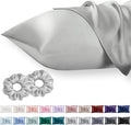 Vielit Queen Satin Pillowcase for Hair 2pc,Similar to Silk Pillow Cases,Easier Care Than Silk Pillowcase,Gifts for Women Men,Silver Grey,20x30 & Envelope Closure and 2 Satin Scrunchies