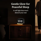 HOUSBAY Wooden Sound Machine Alarm Clock for Bedrooms - Gentle Wake-Up with Birdsong, White Noise for Sleeping, Small Digital Clock for Phone-Free Routine - Charcoal Wood